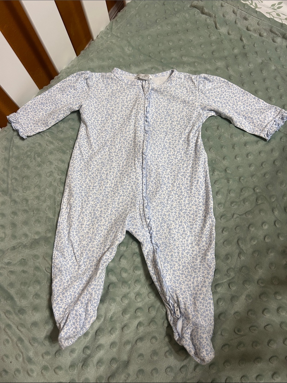 Kissy Kissy Light Blue Floral Footed One-Piece
